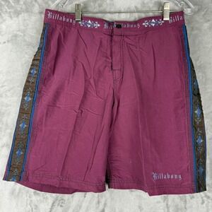 Billabong Gothic Angel Board Shorts Men's Size 33 Burgundy Blue Brown